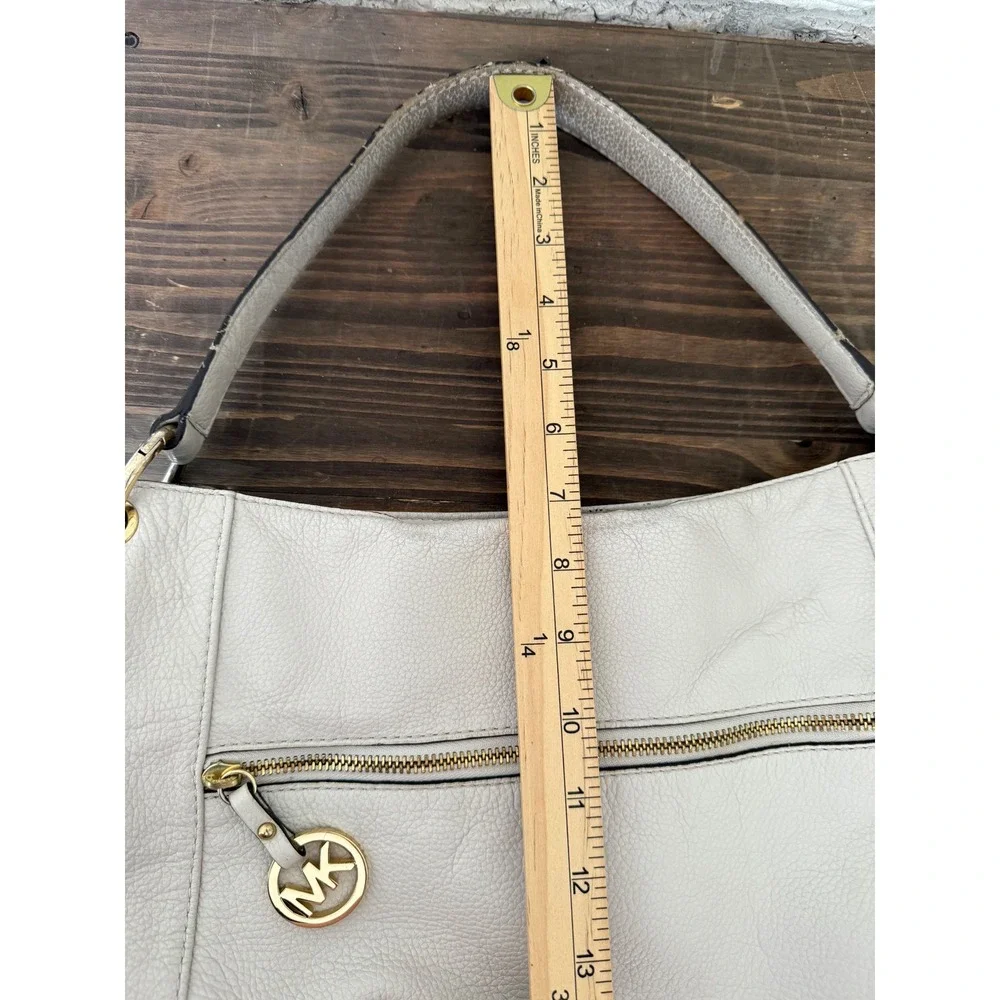 Michael Kors Beige Leather Hobo Bag Gold Hardware Designer Purse Shoulder‎ Bag